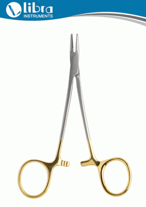 Neivert T.C Needle Holder With Tungsten Carbide Inserts, 12.5cm, with one offset ring