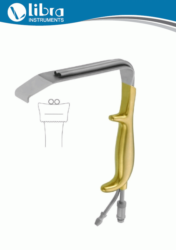 Tebbetts Style Retractor With Fiber Optic Light Guide and Suction Tube With Teeth End 18.5cm