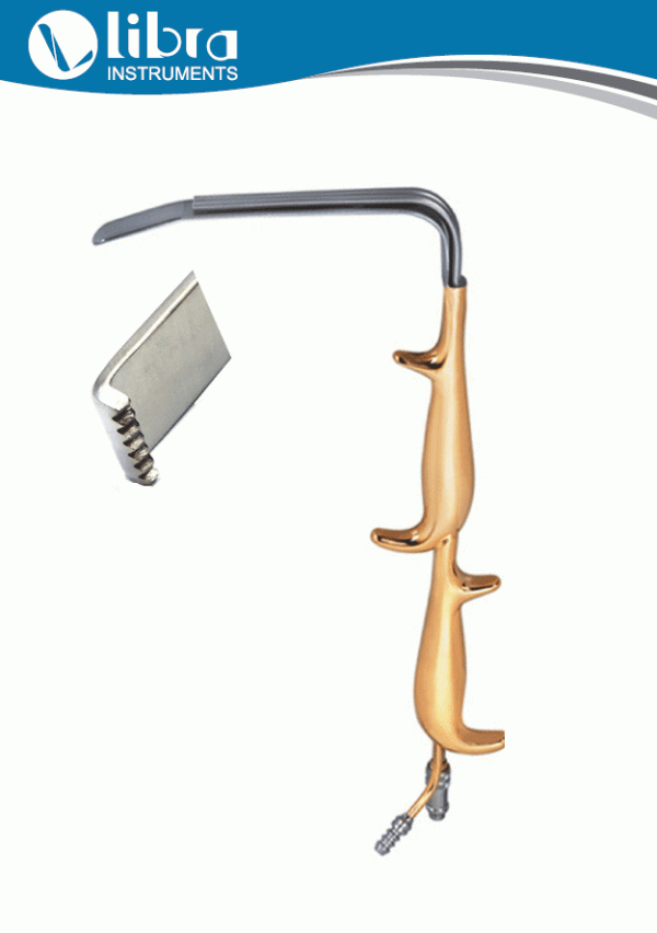 Tebbetts Style Retractor With Fiber Optic Light Guide and Suction Tube With Teeth End Double Handle