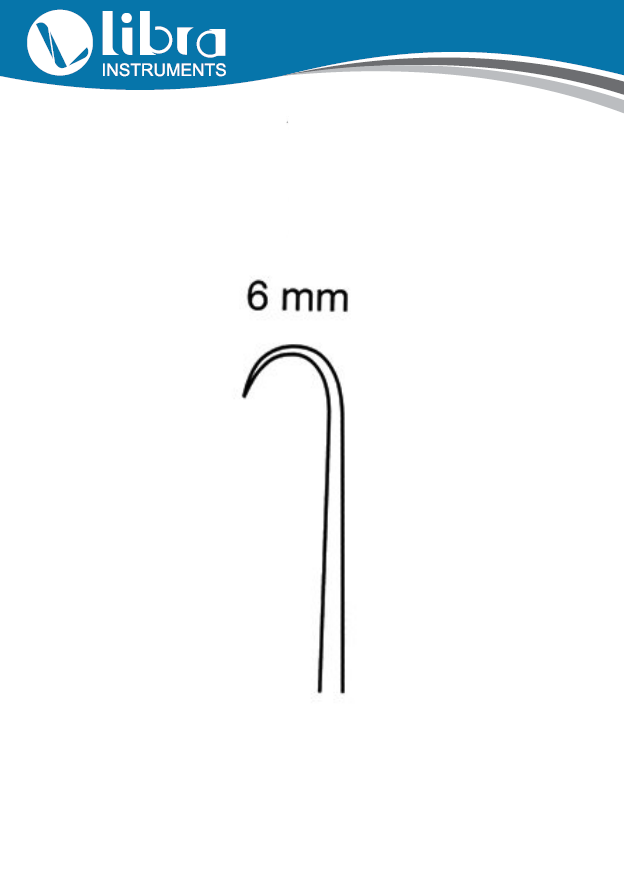 Emmet Tenaculum hook 6mm 22cm, Sharp - Libra Surgical Instruments