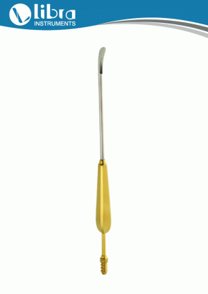 Scalp Elevator With Suction Slightly curved 7mm Blade Width, Length 9½”/24cm