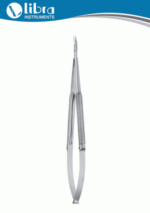 Micro Scissors Round Handle One Serrated Blade, 10mm Cutting edge length, 18 cm / 7 1/8"