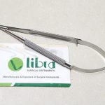 Micro Scissors Round Handle 10mm Cutting edge length, Curved, 15cm