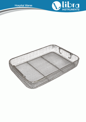 Mesh Sterilizations Trays, Stainless Steel With Drop Handle 5x5mm Mesh